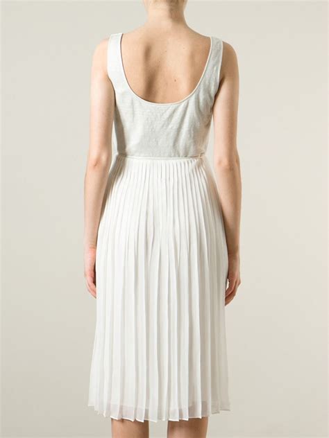 white burberry gown|Burberry pleated neck franny dress.